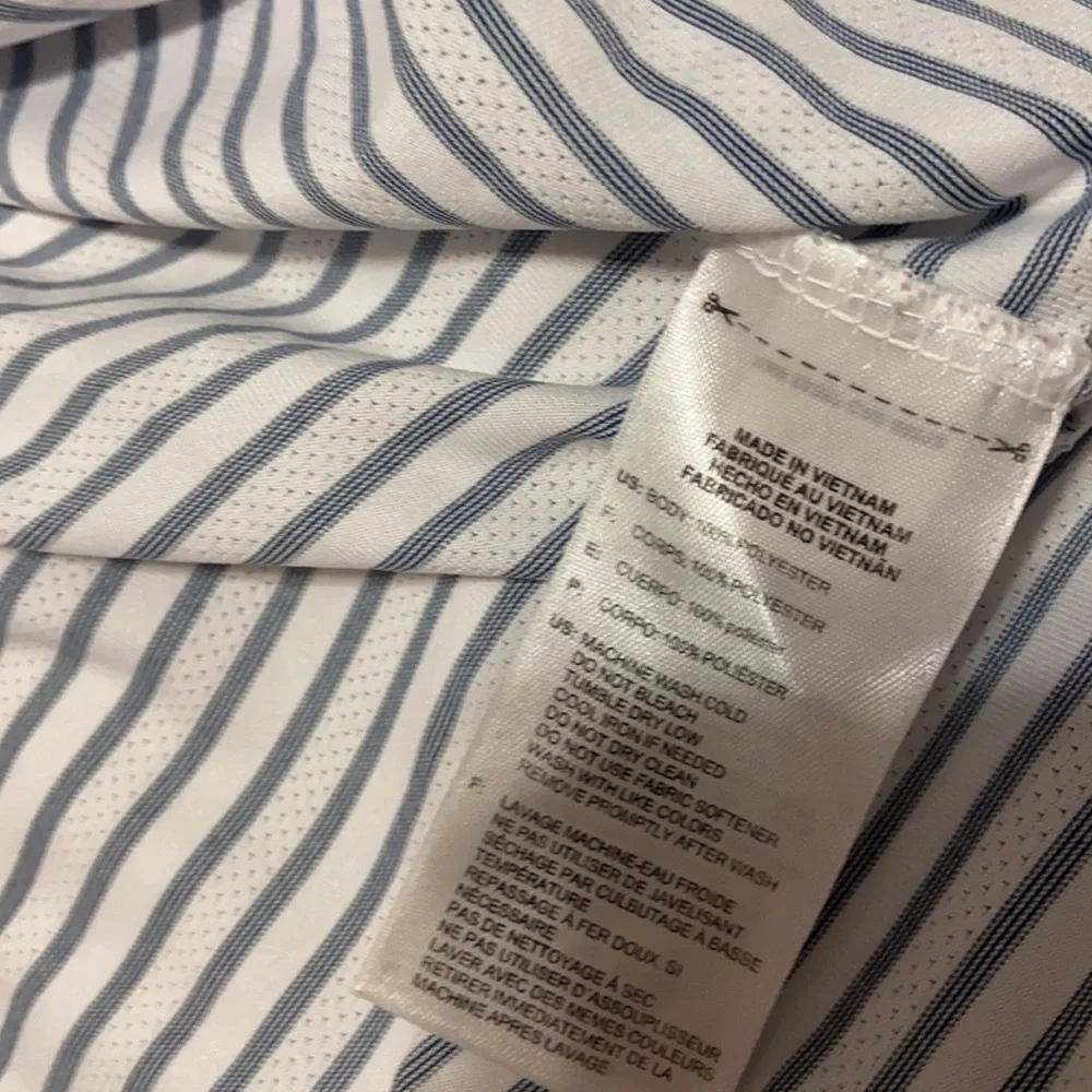 Adidas Blue & White Striped Polo - Picture 4 of 4